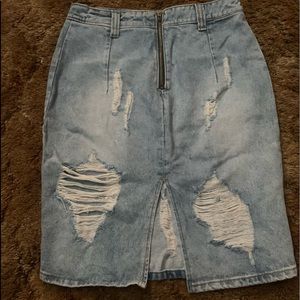 Ripped Jean Skirt